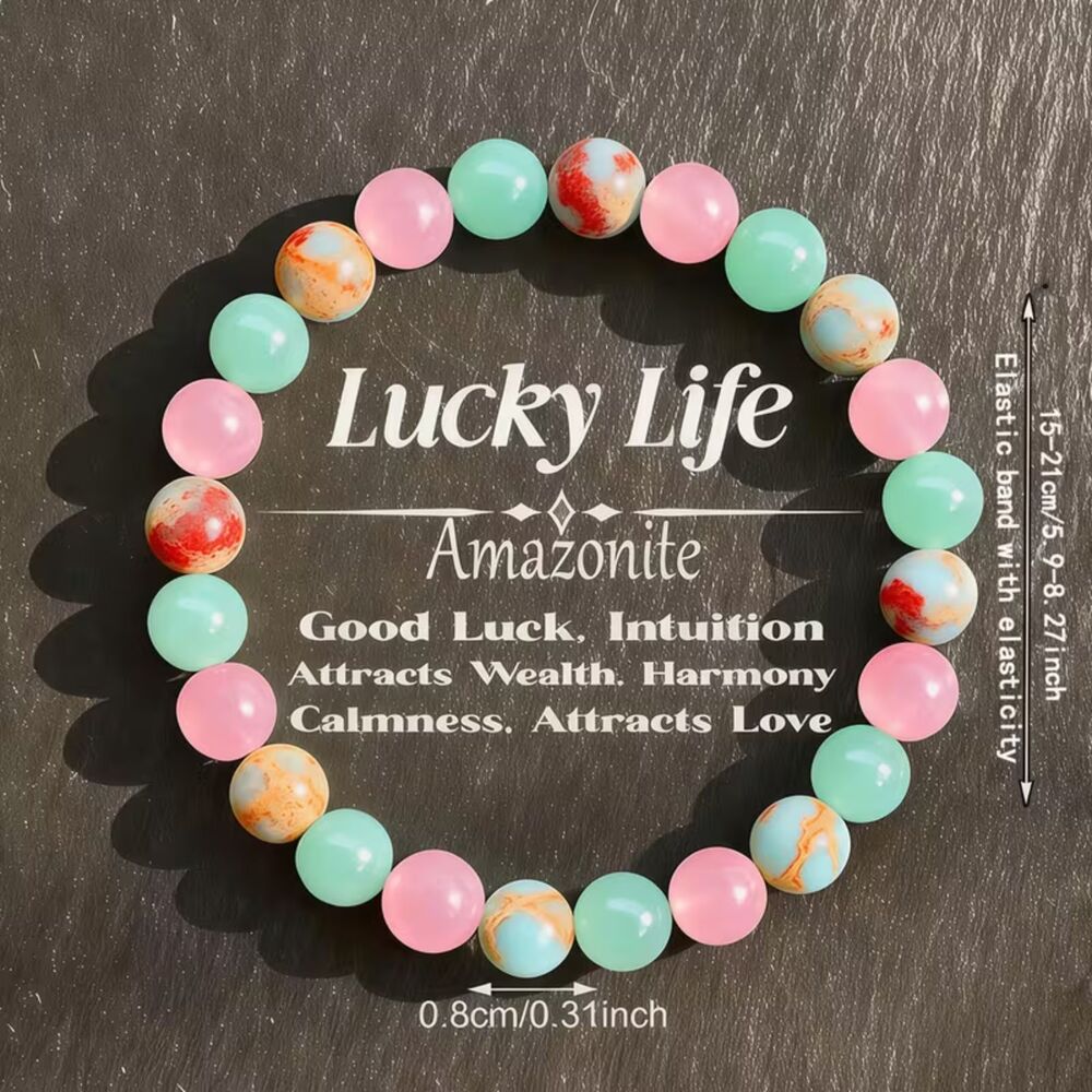 Shoushan Stone Beaded Bracelet 8mm Gemstne Crystal Boho Strtch Luck Love Success